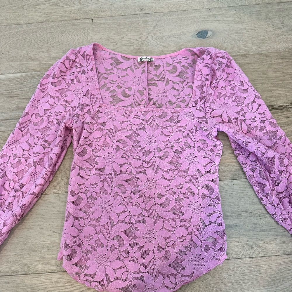NEVER WORN! Free People Pink Sheer Floral Top